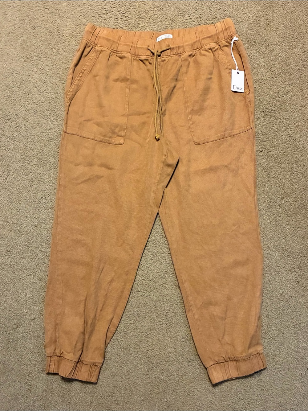 Dex Joggers NWT Drawstring Pants Women’s XL Tan Twilight Gold Tapered Casual